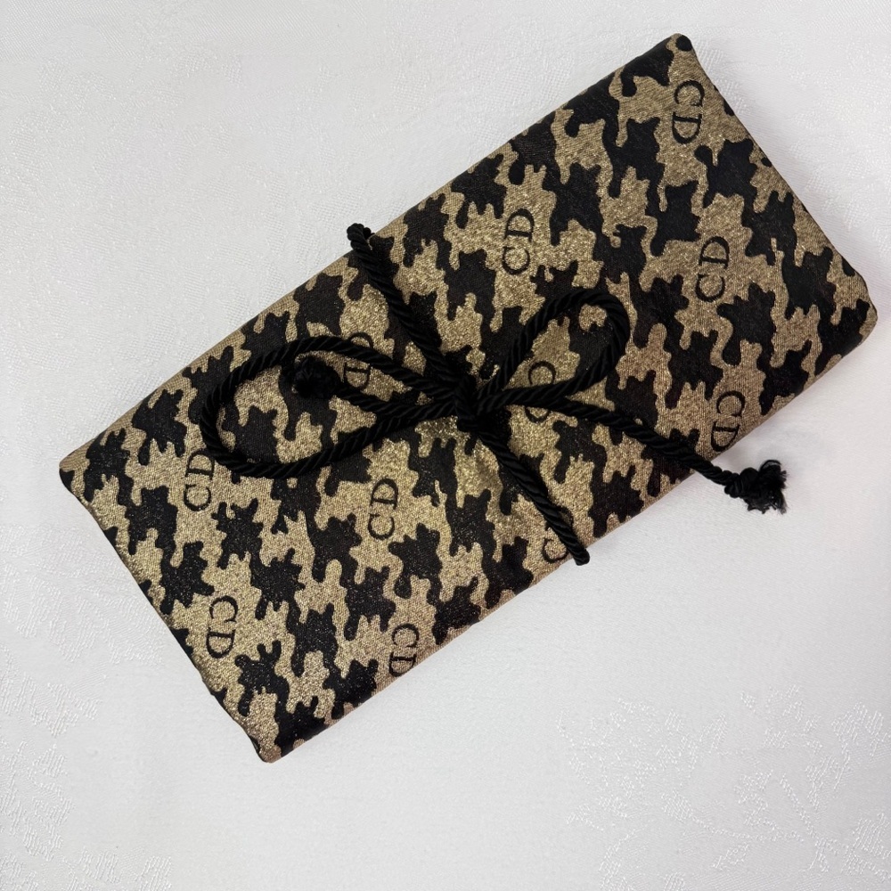 Vintage Christian Dior Houndstooth Travel Jewelry Organizer Roll Case CD gold - Picture 14 of 16
